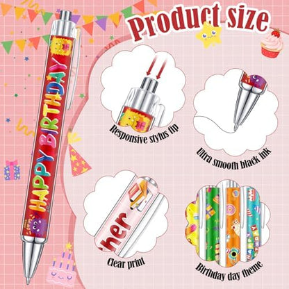 Cholemy 48 Pieces Happy Birthday Pens Bulk Happy Birthday Ballpoint
