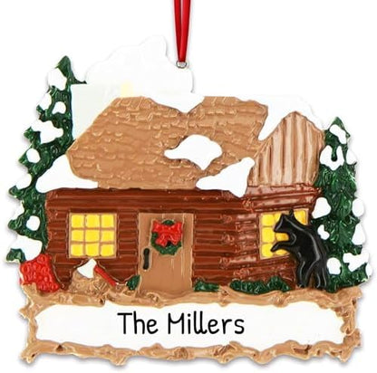 Personalized New Home Ornament 2026, House Warming Log Cabin