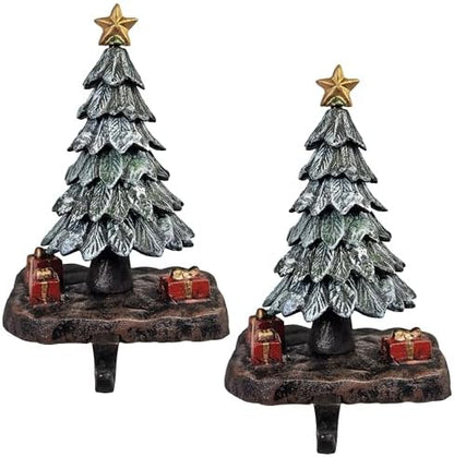 Lulu Decor, Heavy Cast Iron 3D Green Trees, Christmas Stocking