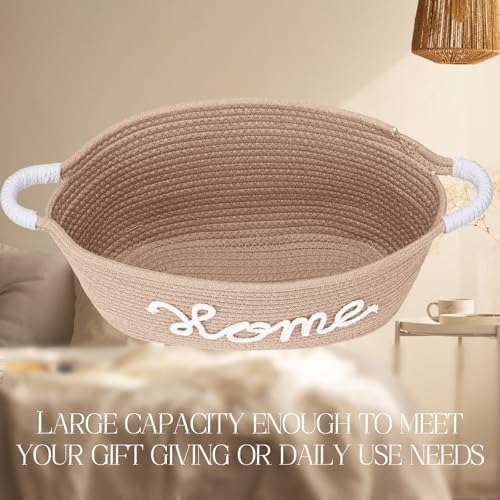 Meanplan House Warming New Home Gift Basket,Cotton Rope, Pink