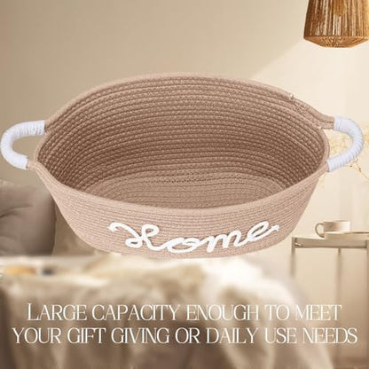 Meanplan House Warming New Home Gift Basket,Cotton Rope, Pink