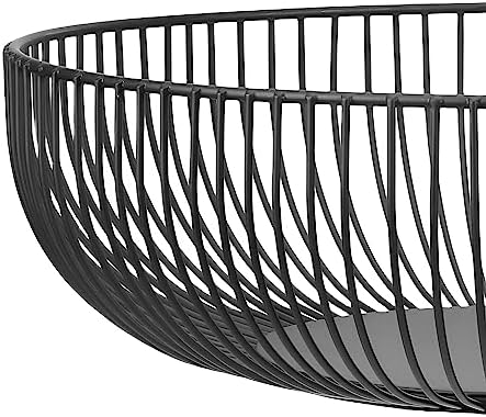 Fruit Bowl for Kitchen Counter, Black Wire Fruit Bowl, Metal