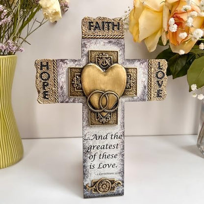 Faith, Hope, and Love Marriage Wall Cross, Wedding, Engagement, and