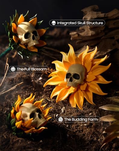 Gothic Skull Sunflower Potted Halloween Building Set for Adults