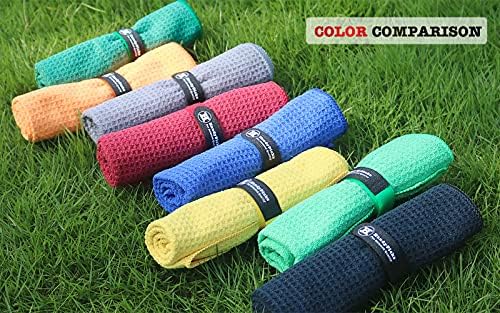 Microfiber Golf Towel, 16" x 16", Waffle Pattern with Clip, 3-Pack