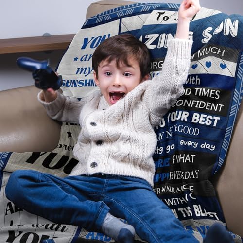 Quilazy Son Gifts from Mom Dad, Gifts for Son Blanket, Valentines