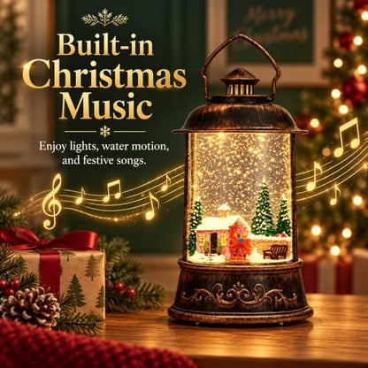 Christmas Snow Globe, Glittering Lighted with Music
