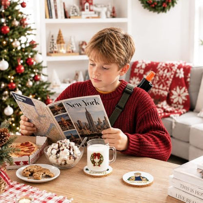 Home Alone Merch Gifts, 6Pcs Christmas Drink Coasters with Metal