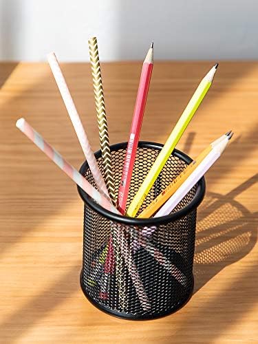 HSYMQ Black Pen Holder Cup for Desk, Pencil Cup Holder, Black Wire