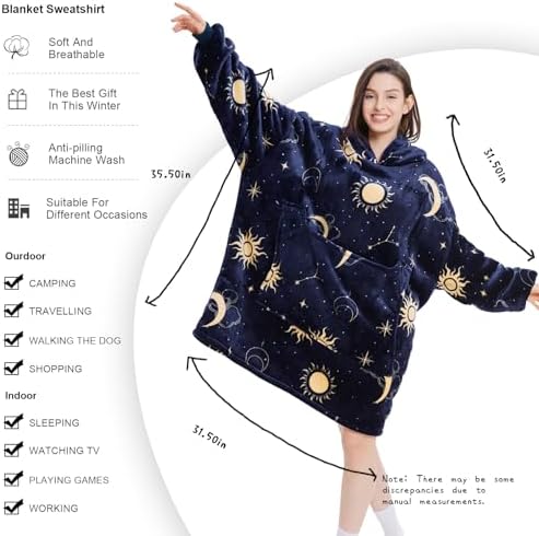 Aemilas Wearable Blanket Hoodie - Soft Sherpa Blanket Sweatshirt as