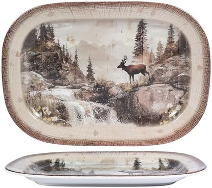 2 Pack Extra Large 17.5 Inch Deer Serving Trays,Reusable Melamine