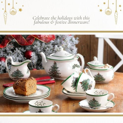 Spode Christmas Tree Sugar & Creamer Set - 16oz Sugar Bowl with Lid &