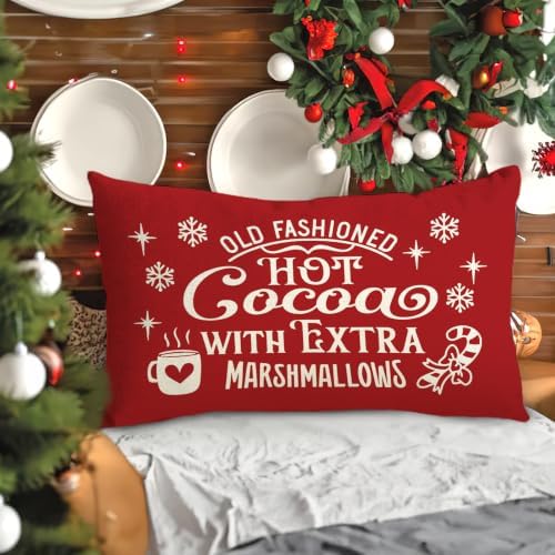 Fahrendom Christmas Pillow Cover 12x20 Old Fashioned Hot Cocoa