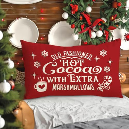 Fahrendom Christmas Pillow Cover 12x20 Old Fashioned Hot Cocoa