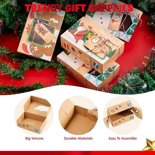 JOYIN 24 PCS Christmas Cookie Gift Baking Box 8.75" x 5.75" x 2.75”