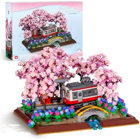 Wise Block Cherry Blossom Train Diorama Building Set – Japanese
