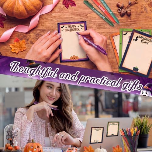 Pajean 72 Pcs Halloween Notepad and Pen Set with Ribbon Gifts