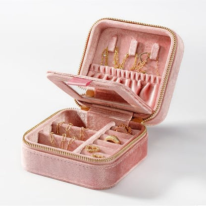 Luxury Travel Jewelry Case - Plush Velvet Jewelry Box - Travel Jewelry