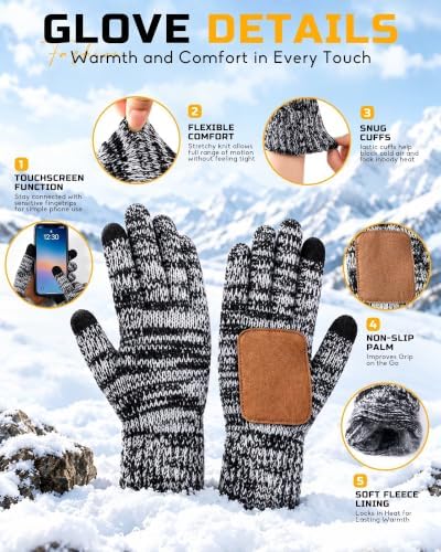 Winter Hat Gloves Scarf Headband Set for Men Women, 4 in 1 Warm Gifts