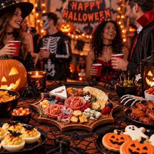 Ziliny Halloween Charcuterie Board, Mini Spider Web Cutting Board Gift