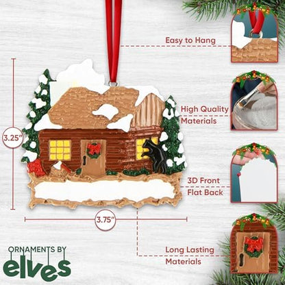 Personalized New Home Ornament 2026, House Warming Log Cabin