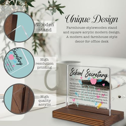 School Secretary Gifts, Thank You Desk Sign for Office Staff