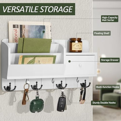Rebee Vision Key Holder Wall Mount with Mail Organizer for Entryway