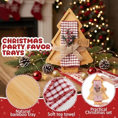 FoldTier 6 Set Christmas Serving Platter Set Bamboo Tray