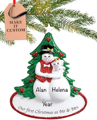 Personalized First Christmas Married Ornament 2026, Snow Couple