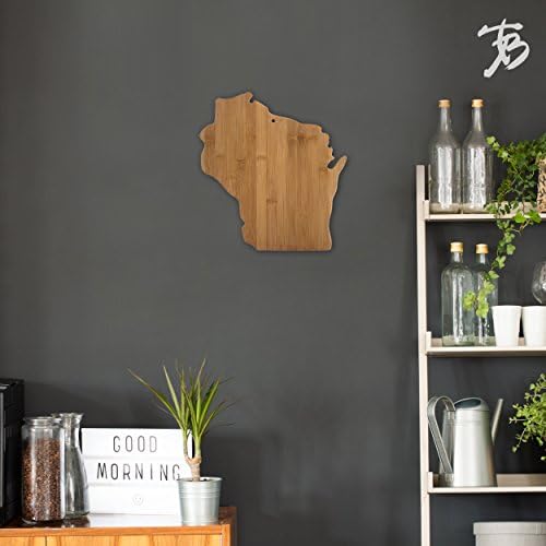 Totally Bamboo Wisconsin State Shaped Bamboo Serving and Cutting Board