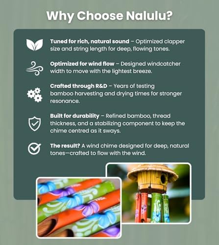 Nalulu House Bamboo Wind Chimes - Outside Outdoor Wooden Windchimes