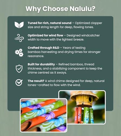 Nalulu House Bamboo Wind Chimes - Outside Outdoor Wooden Windchimes