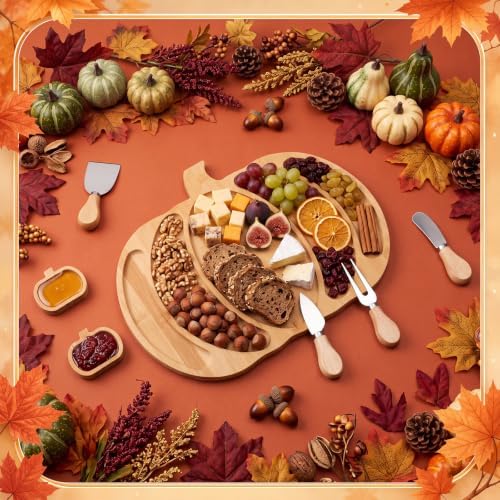Weysat Halloween Pumpkin Charcuterie Boards Set Large Fall Platter