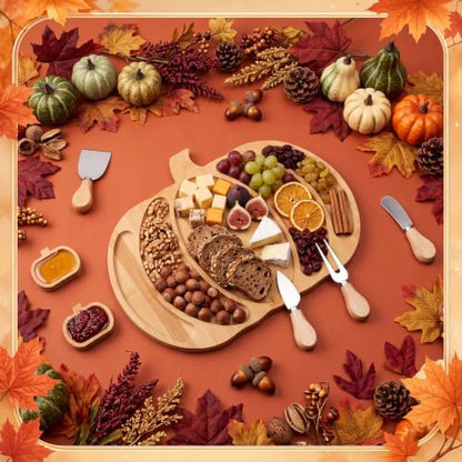 Weysat Halloween Pumpkin Charcuterie Boards Set Large Fall Platter