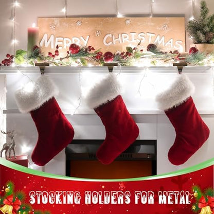 Zonon 4 Pcs Christmas Stocking Holders for Mantle, Bronze