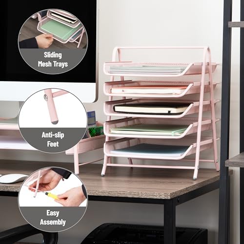 Mind Reader 5-Tier Paper Tray Organizer, Vertical Desktop File Storage