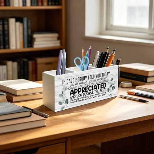 Inspirational Pen Pencil Holder Organizer for Desk, Appreciation Thank