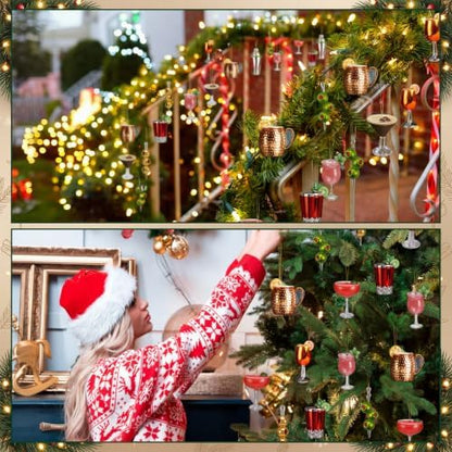 Amyhill 24 Pcs Acrylic Martini Cocktail Christmas Ornaments Hanging