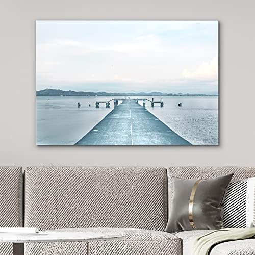 NWT Canvas Print Wall Art Concrete Pier Extends into Sea Nature Ocean