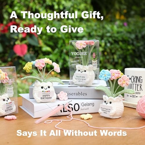 Teacher Gifts for Women, Helping Me Grow Crochet Flower Pot