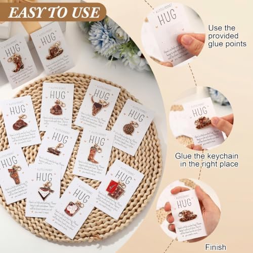 Wonderjune Cowboy 20 Sets Little Pocket Hug Bulk Gifts Cards Keychain