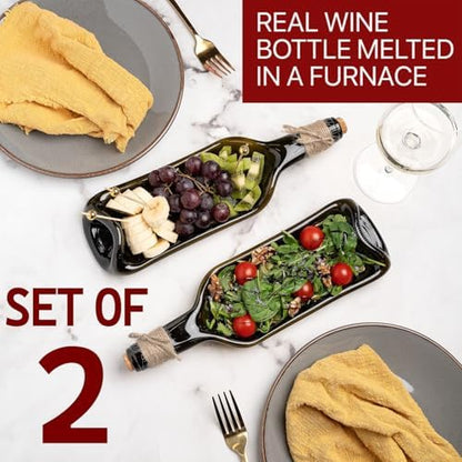 Melted Wine Bottle Serving Boards - Decorative Rectangle Serving Trays