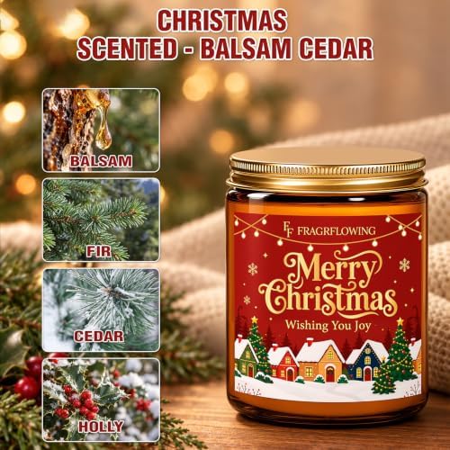 FF FRAGRFLOWING Merry Christmas Candle, Holiday Gift for Women