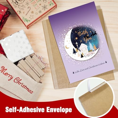 Both of You Merry Christmas Card, Moon Christmas Card for Couple