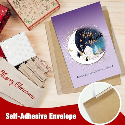 Both of You Merry Christmas Card, Moon Christmas Card for Couple
