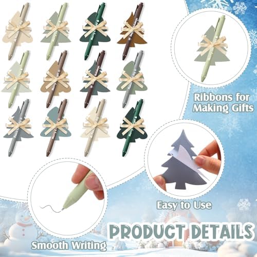 Pasimy 24 Set Christmas Sticky Notes Pens Bulk Xmas Gifts for Coworker
