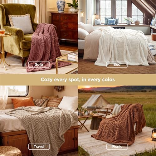 Bedsure GentleSoft Cozy Throw Blanket for Couch - Boho Halloween Fall