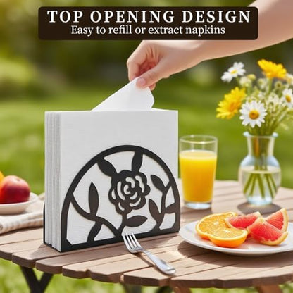 Epicano Napkin Holder for Table,Metal Rose Standing Napkin Holderfor