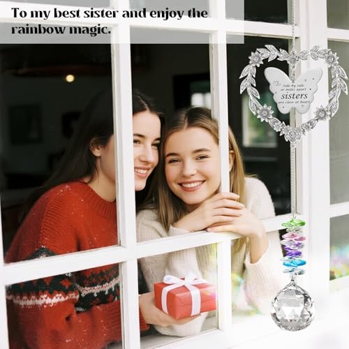 Suncatcher Gift for Sister Birthday, Best Sister Ever Crystal Ornament