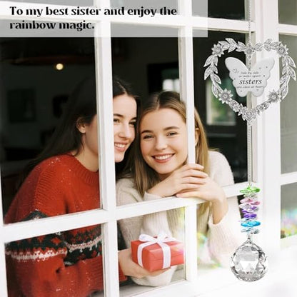 Suncatcher Gift for Sister Birthday, Best Sister Ever Crystal Ornament